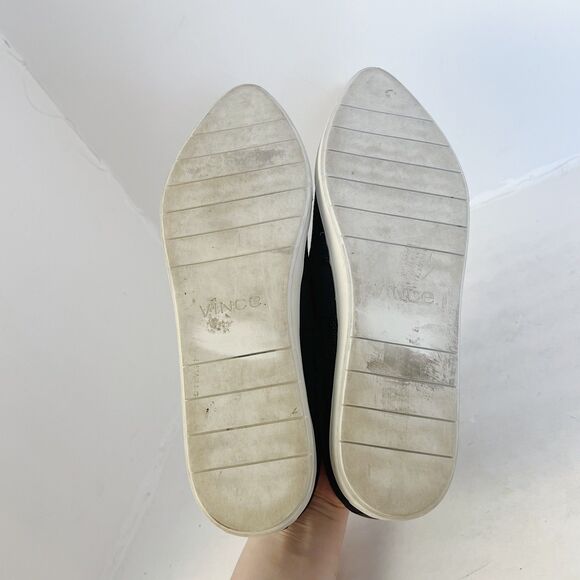 Vince Blair Sneakers Black Leather Woven Slip On Pointed Toe Women's Size 11 - Picture 7 of 8